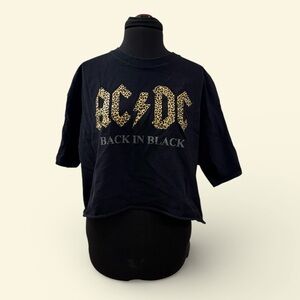 AC/DC Black Cropped Graphic Tee